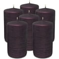 thumbnail image 1 of Hyoola, 2.75 x 5 Unscented Purple Brushed Metallic Rustic Pillar Candles, Paraffin Wax with Cotton Wicks, 6-Pack, 1 of 8