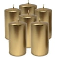 thumbnail image 1 of Hyoola 2.75 x 5 inch Metallic Antique Gold Unscented European Made Pillar Candles, Paraffin Wax with Cotton Wicks, 6-Pack, 1 of 9