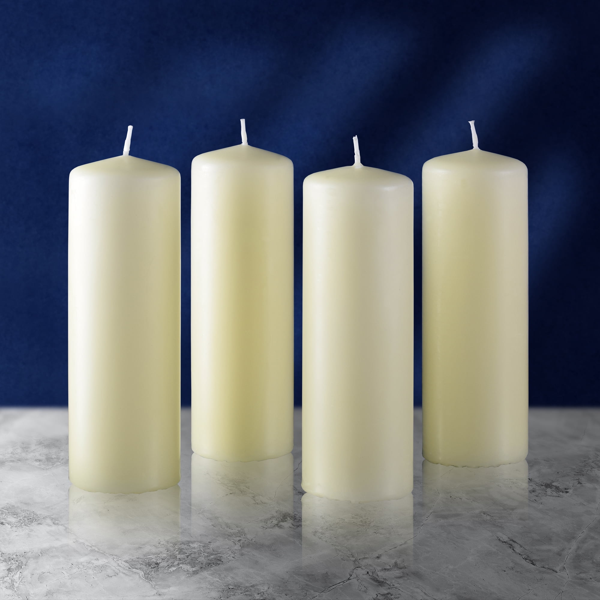 Hyoola 2 x 6 inch Tall Unscented Dripless Pillar Candles 40 Hour Ivory 4 Pack
