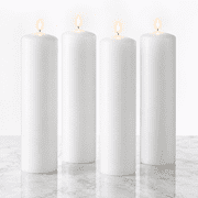 Hyoola 2" x 8" White Pillar Candles, 4 Pack, 56 Hour Burn Time, Dripless & Unscented, European Made with Smokeless Cotton Wicks for Weddings, Centerpieces, Even