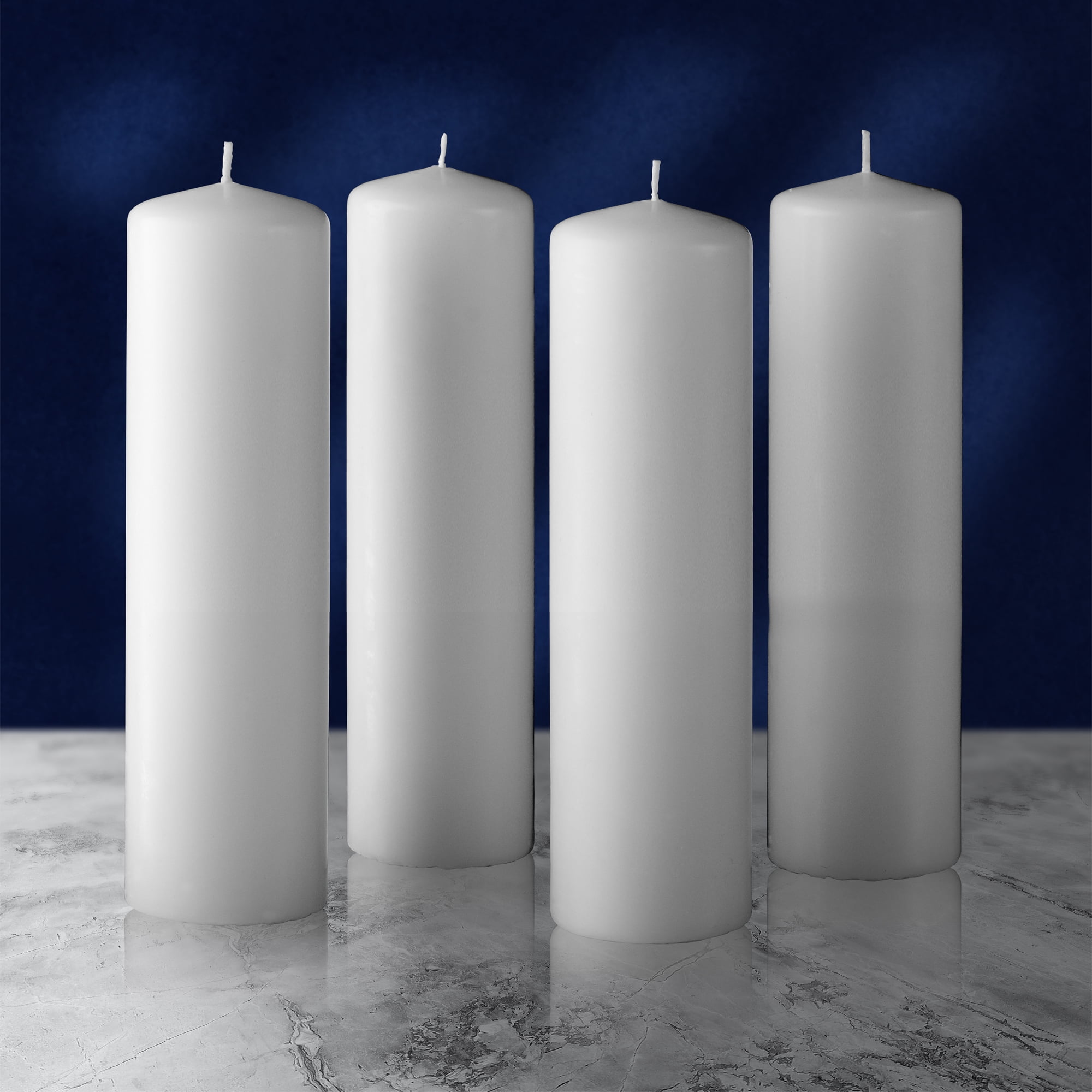 Hyoola 2 x 8 inch Tall Unscented Dripless Pillar Candles 56 Hour White