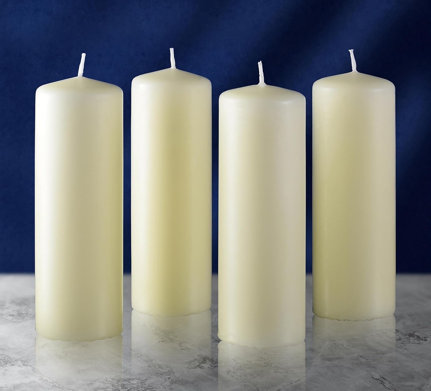 Hyoola 2 x 9 Ivory Unscented European Made Pillar Candles, Dripless Paraffin Wax with Smokeless Cotton Wicks, 4-Pack