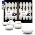 thumbnail image 1 of Hyoola 3 inch Round Unscented White European Made Floating Candles, Paraffin Wax with Cotton Wicks, 24-Pack, 1 of 5