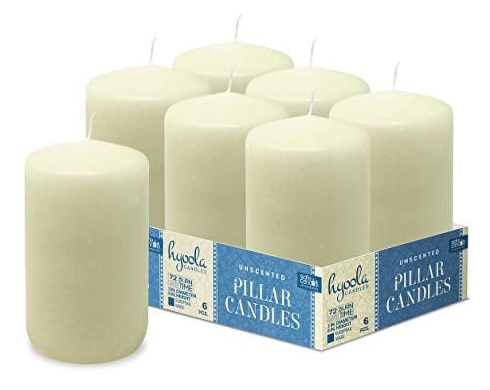 Hyoola, 3 x 5 Inch Unscented Dripless Pillar Candles Ivory Color (6