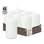 Hyoola 3" x 5" White Pillar Candles, 6 Pack, 72 Hour Burn Time, Dripless & Unscented, European Made with Smokeless Cotton Wicks for Weddings, Centerpieces, Even