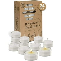 Hyoola 4.5 Hour Natural White Beeswax Tealight Candles - In Clear Plastic (24 Pack)