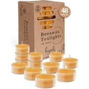 Hyoola, 4.5 Hour Natural Yellow Honey Scented Beeswax Tealight Candles - In Clear Plastic (48 Pack)