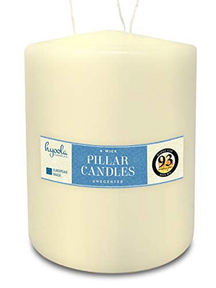Hyoola, 4.75 x 6 Inch 3 Wick Unscented Dripless Pillar Candles Ivory Color