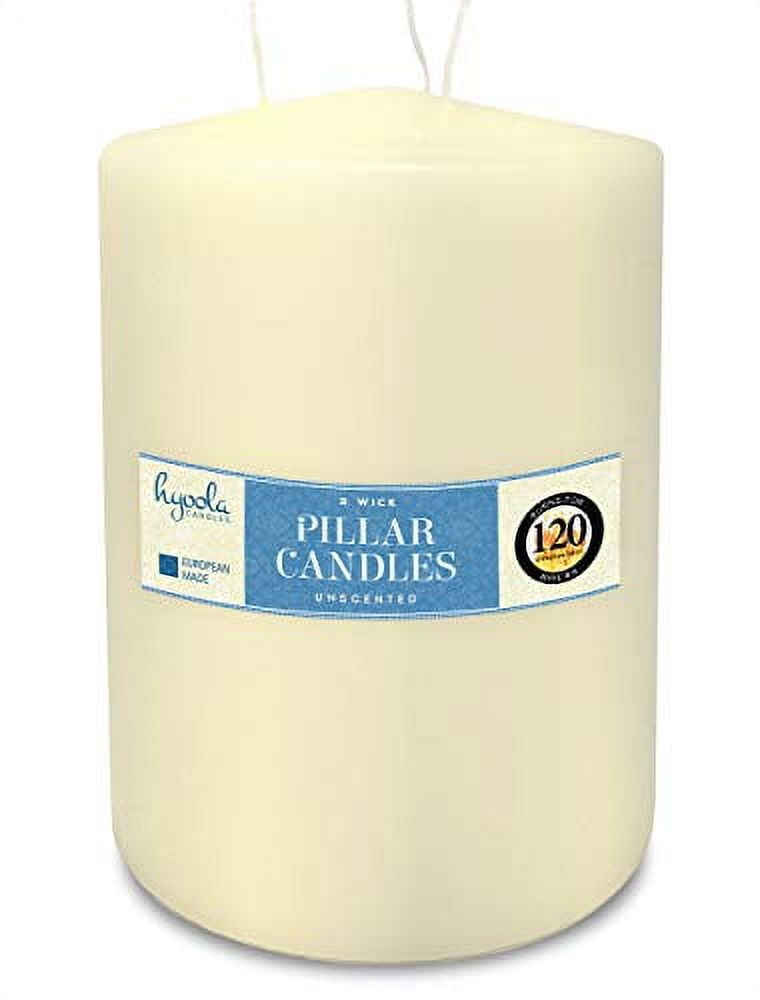Hyoola, 4.75 x 8 Inch 3 Wick Unscented Dripless Pillar Candles Ivory Color