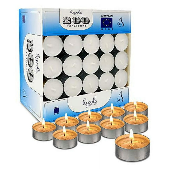 Hyoola European Made 4 Hour Long Burn, Unscented Wax Tealight Candles