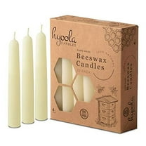 Hyoola 4 Hour Handmade All Natural Beeswax Taper Candles - White Unscented (12 Pack)