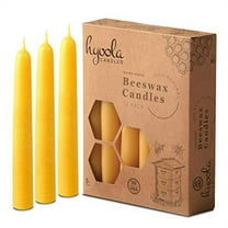 Hyoola 5 inch Handmade All Natural Beeswax Taper Candles - 5 Hours Yellow Unscented 12 Pack