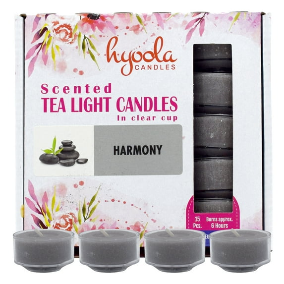 Hyoola, 6 Hour Harmony Scented Tealight Candles Grey Color 15 Pack