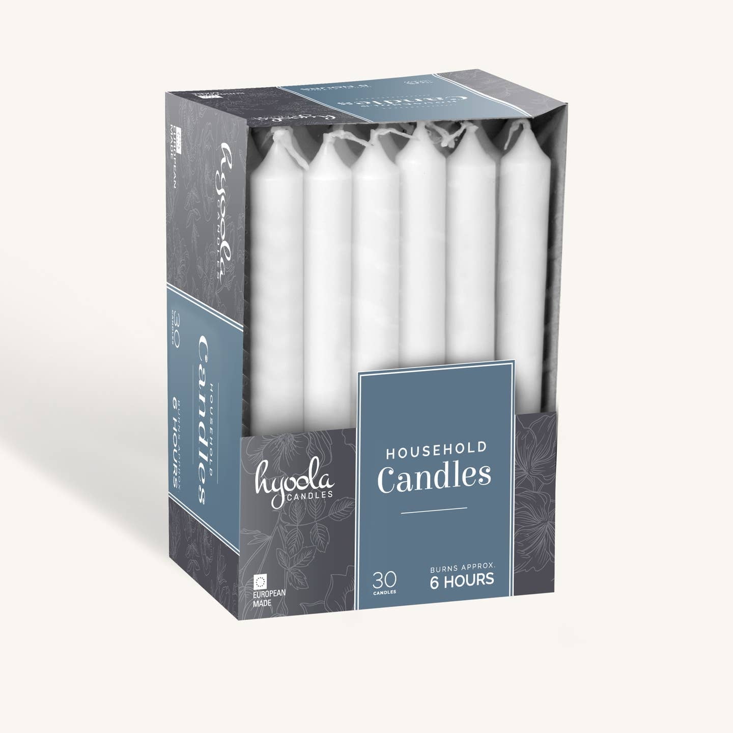 Hyoola 7-Inch White Dripless Unscented Taper Candles