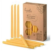 Hyoola, 6 Inch x 3/8 Handmade All Natural Beeswax Taper Candles - Yellow Unscented 25 Pack