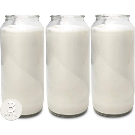 Hyoola 6" Tall White Prayer Candles, 7 Day Long Burning Memorial, Religious Vigil Candle in Glass Jar, 3-Pack