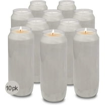 Hyoola 7" Tall White Prayer Candles, 9 Day Long Burning Memorial, Religious Vigil Candle in Plastic Jar, 10-Pack