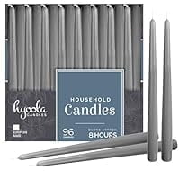 Hyoola Bulk 10" Dark Gray Dripless European Made Taper Candles, Unscented Paraffin Wax with Cotton Wicks, 96 Pack