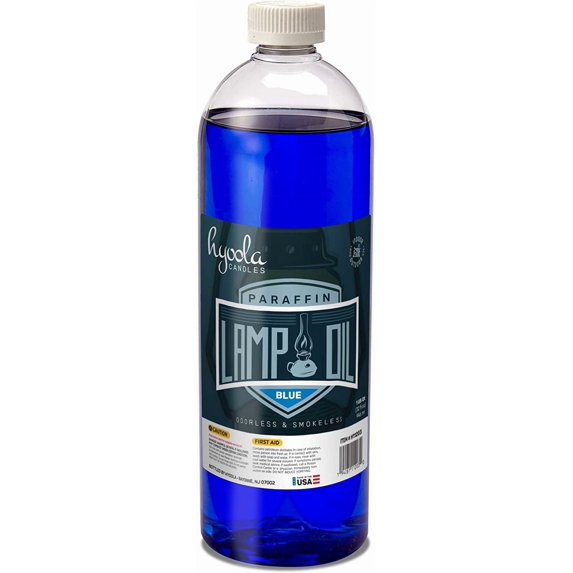 Hyoola Liquid Paraffin Lamp Oil - Odorless Clean Burn, Smokeless Tiki Torch Fuel, Blue, 1 Quart (32 Ounce), 1-Pack