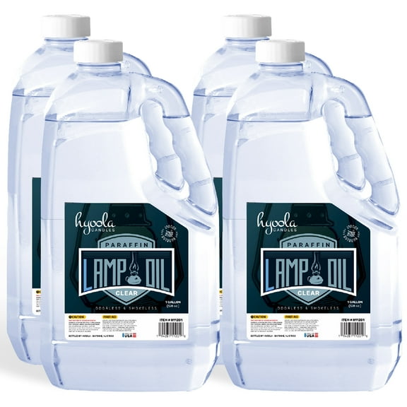 Hyoola Liquid Paraffin Lamp Oil - Odorless Clean Burn, Smokeless Tiki Torch Fuel, Clear, 1 Gallon (4 Quart) 4-Pack