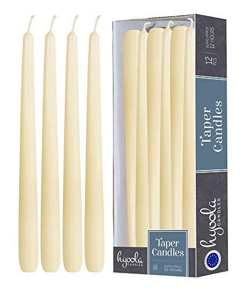 Hyoola Unscented Wool White Taper Candles, Dripless Paraffin Dinner