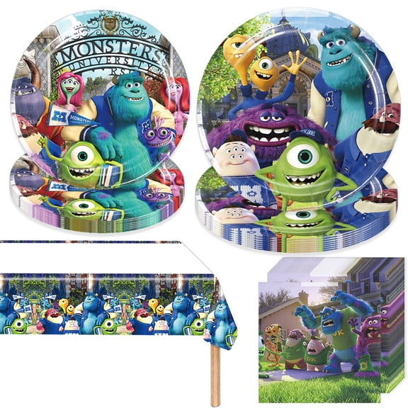 Hyouningf Disposable Birthday Tableware Party Supply Sets, Green Monster