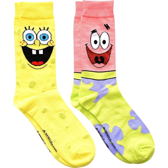 Hyp Spongebob Squarepants and Patrick Men's Crew Socks 2 Pair Pack