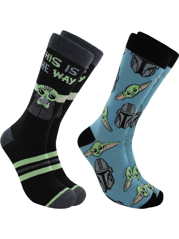 Star Wars Baby Yoda This is the Way Men's Crew Socks 2 Pair Shoe Size 6-12