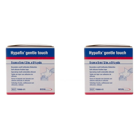 Hypafix Dressing Retention Tape with Liner Gentle Touch Skin Friendly Nonwoven 2 Inch X 5-1/2 Yard White, 2 Pack - 79966-01