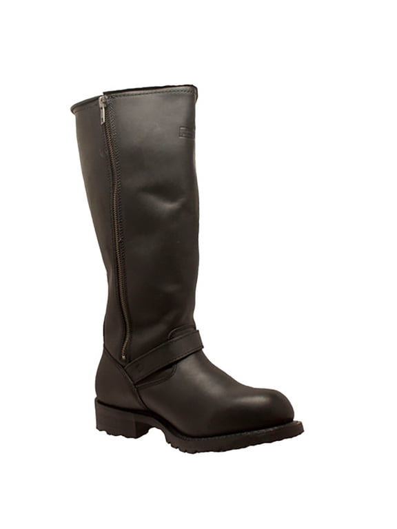 Men's 16" Engineer Zipper Biker Boot Black Size in 10, W