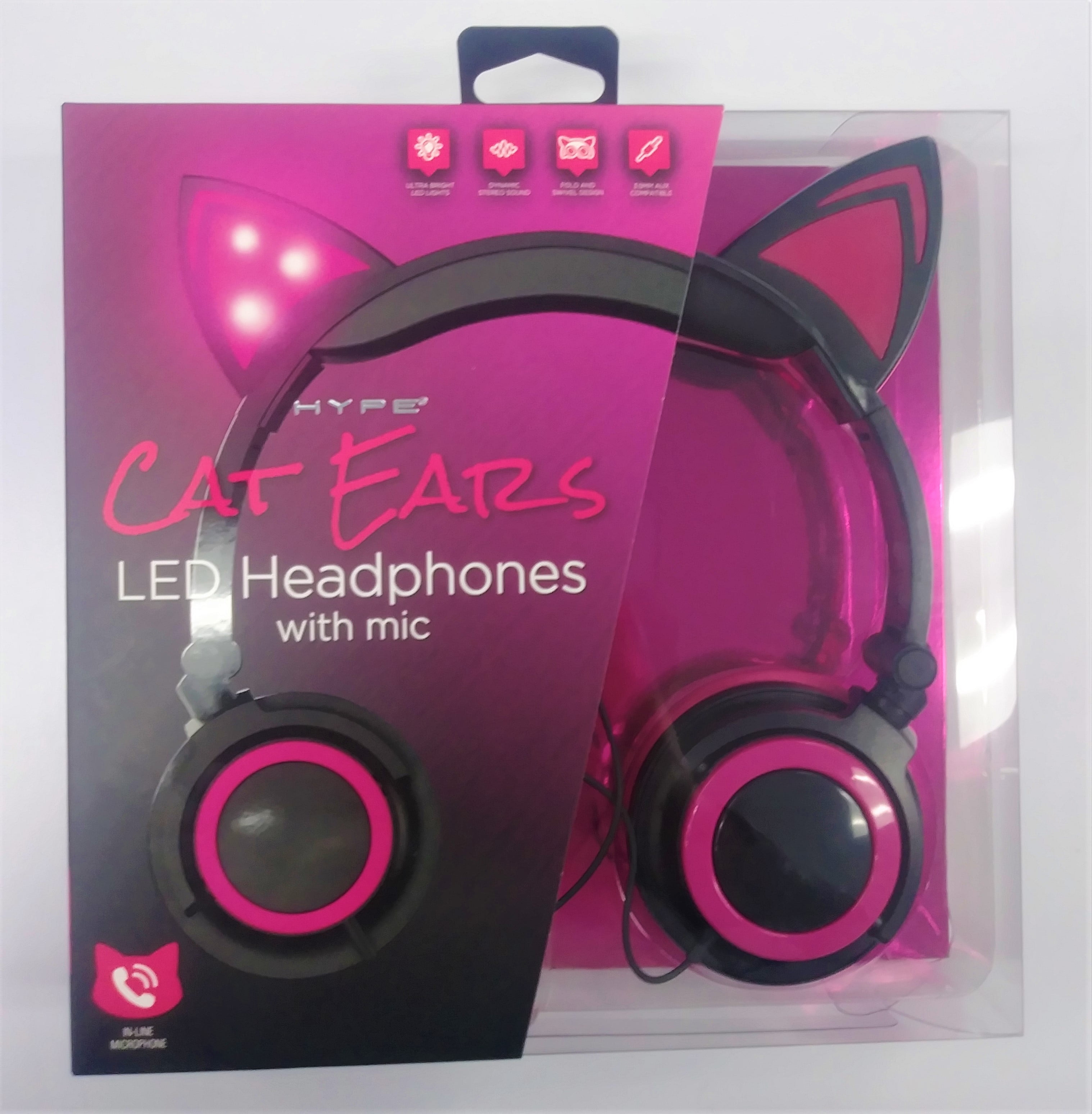 Hype LED Cat Ears Headphones, Pink