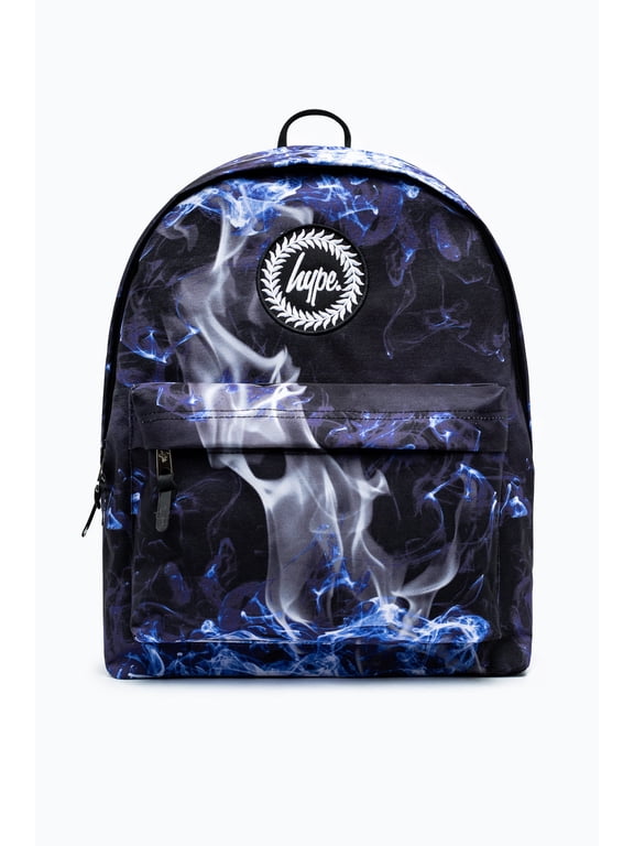 Hype Unisex Black Blue Flame Crest Backpack