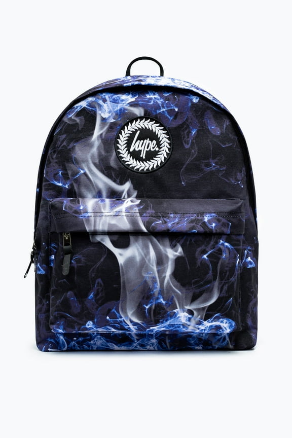 Hype Unisex Black Blue Flame Crest Backpack