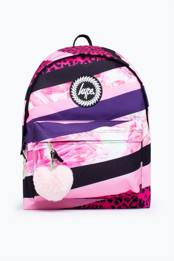 Hype Unisex Dark Pink Stripe Crest Backpack