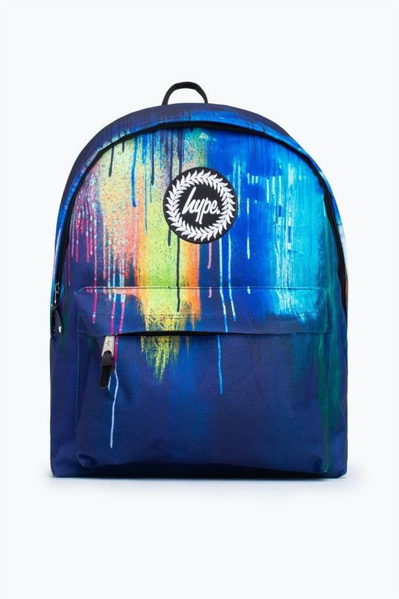 Hype Unisex Navy Watercolour Drips Crest Backpack