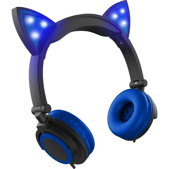 Hype Wired Blue LED Cat Ear Headphones with 3.5mm Jack Plug