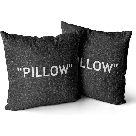 Hypebeast Room Decor,Off Black White Inspired Pillow Quotation Decorative Set of 2 Throw Pillow Cover,Sneakerhead Decor,Square Cushion Case for Home Sofa Couch Decoration 18"×18"