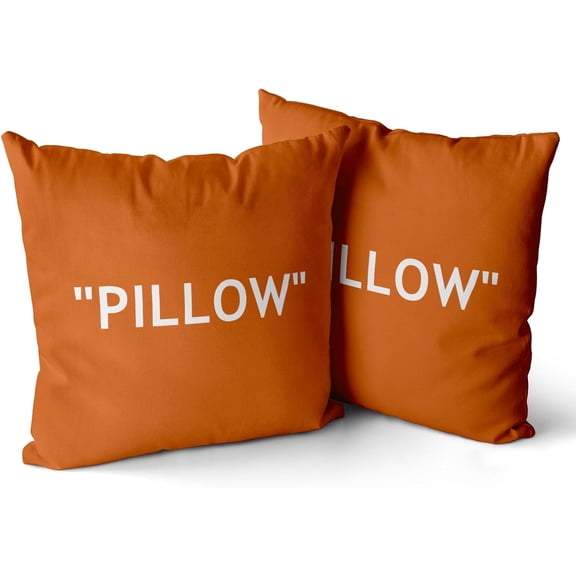 Hypebeast Room Decor,Off Orange Inspired Pillow Quotation Decorative Set of 2 Throw Pillow Cover,Sneakerhead Decor,Square Cushion Case for Home Sofa Couch Decoration 18"×18"
