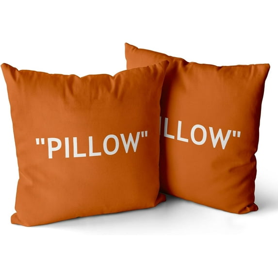 Hypebeast Room Decor,Off Orange Inspired Pillow Quotation Decorative Set of 2 Throw Pillow Cover,Sneakerhead Decor,Square Cushion Case for Home Sofa Couch Decoration 18"×18"