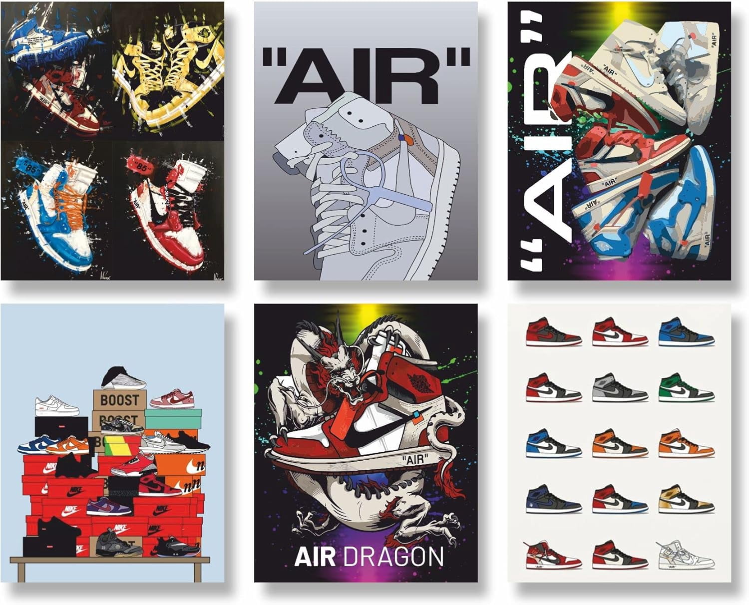 Hypebeast Sneaker Canvas Poster – Unframed Set of 6 (8 x 10 Inch