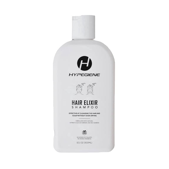 HYPEGIENE Hair Elixir Adult Anti-Dandruff Shampoo with Turmeric and Red Seaweed Strengthens, and Nourishes Scalp, Sulfate-Free, 10.1 oz