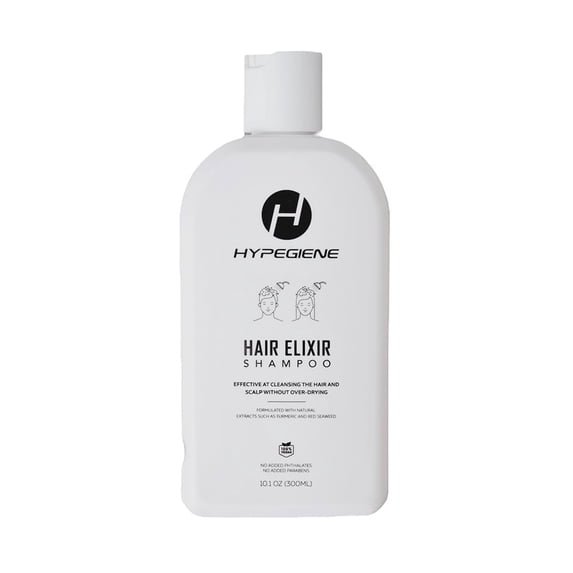 HYPEGIENE Hair Elixir Anti-Dandruff Shampoo with Turmeric & Red Seaweed, Paraben-Free, Sulfate-Free, Strengthens, Nourishing, 10.1 oz