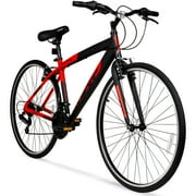 Hyper Bicycle 700c Men's Spin Fit Hybrid Bike, Black and Red