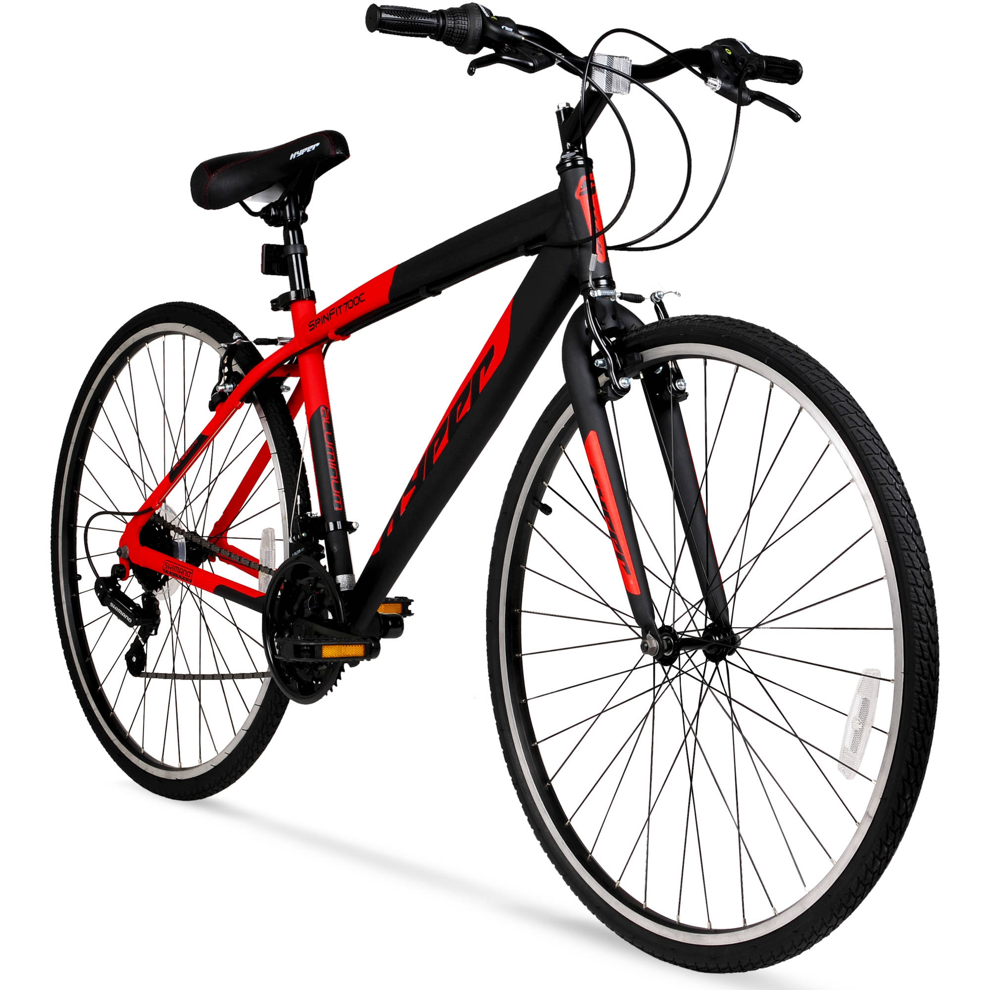 Hyper Bicycle 700c Men's Spin Fit Hybrid Bike, Black and Red - image 1 of 7