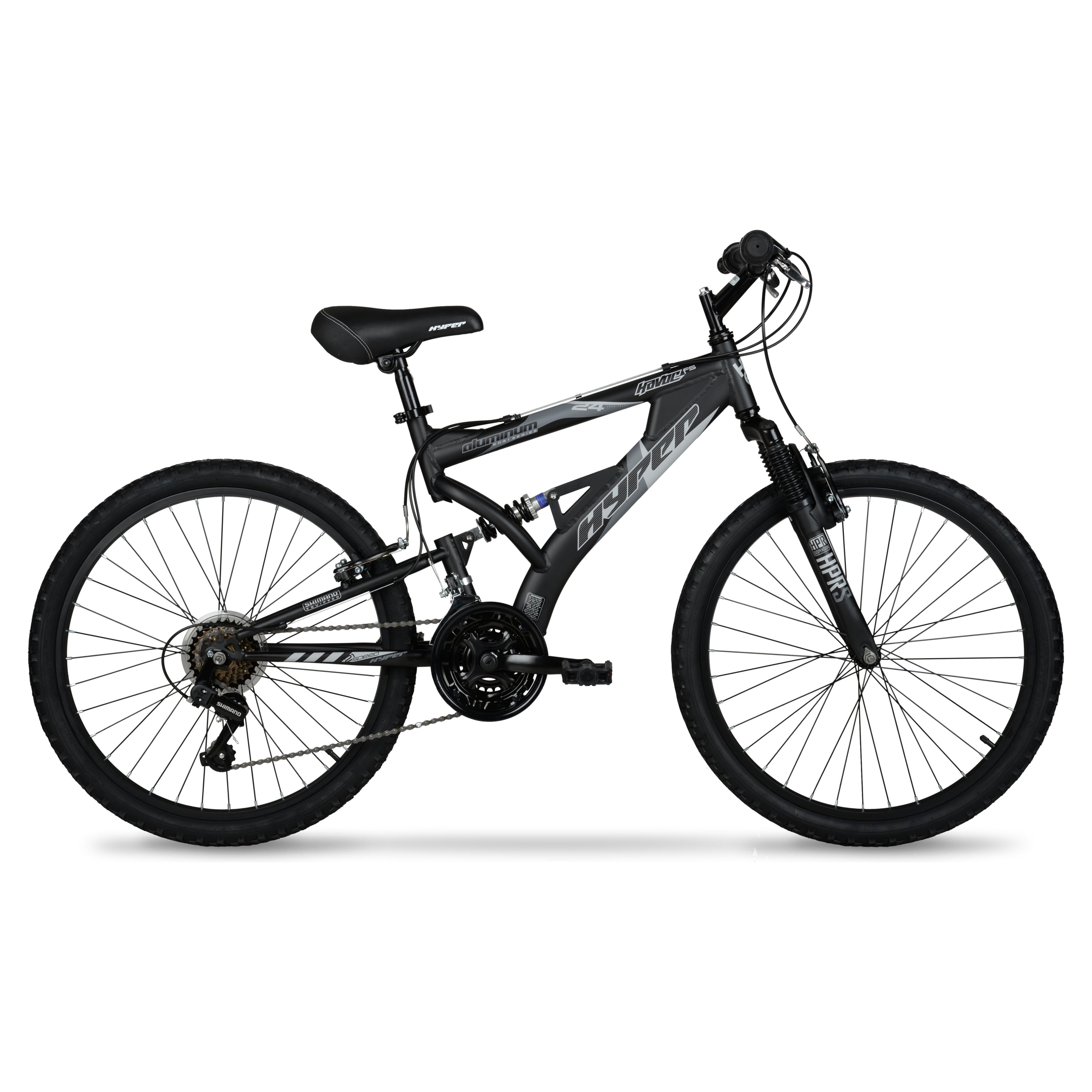 Hyper Bicycles 24" Boy's Havoc Mountain Bike, Black, Recommended Ages group 10 to 14 Years Old - image 1 of 14