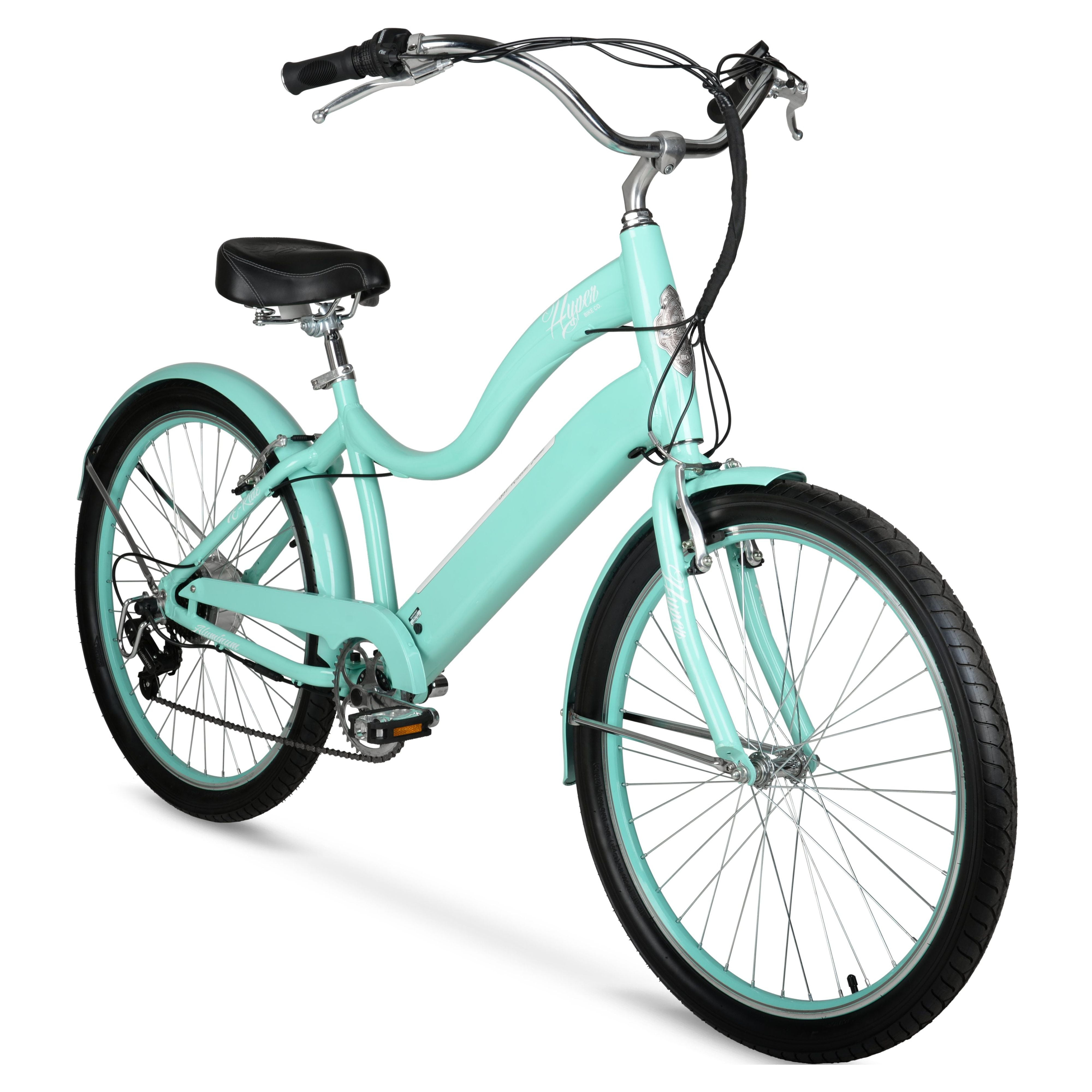 Hyper Bicycles E-Ride 26 Ladies 36V Electric Cruiser E-Bike for Adults,  Pedal-Assist, 250W Motor, Turquoise 