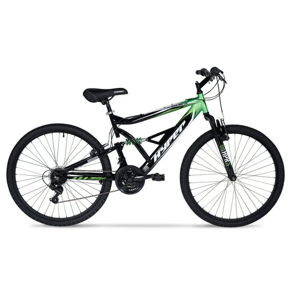 Hyper Bicycles Men's 26" Shocker Mountain Bike, Black/Green