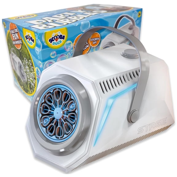 Scooba Duck: Party Bubbles - Automatic Bubble Machine, Lights-Up, Non-Stop Acton, 10 Rotating Blower Heads, Easy Fill Tank, Portable Handle, Kids 5+
