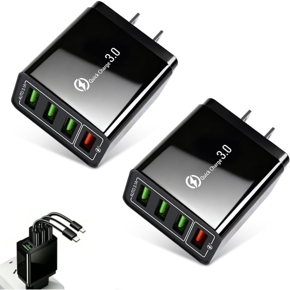 Hyper Charge Pro – 4‑Port Quick Charge 3.0 Hub with Temp Control & Fast Charging, USB Plug for Smartphones, Tablets, Gaming Devices