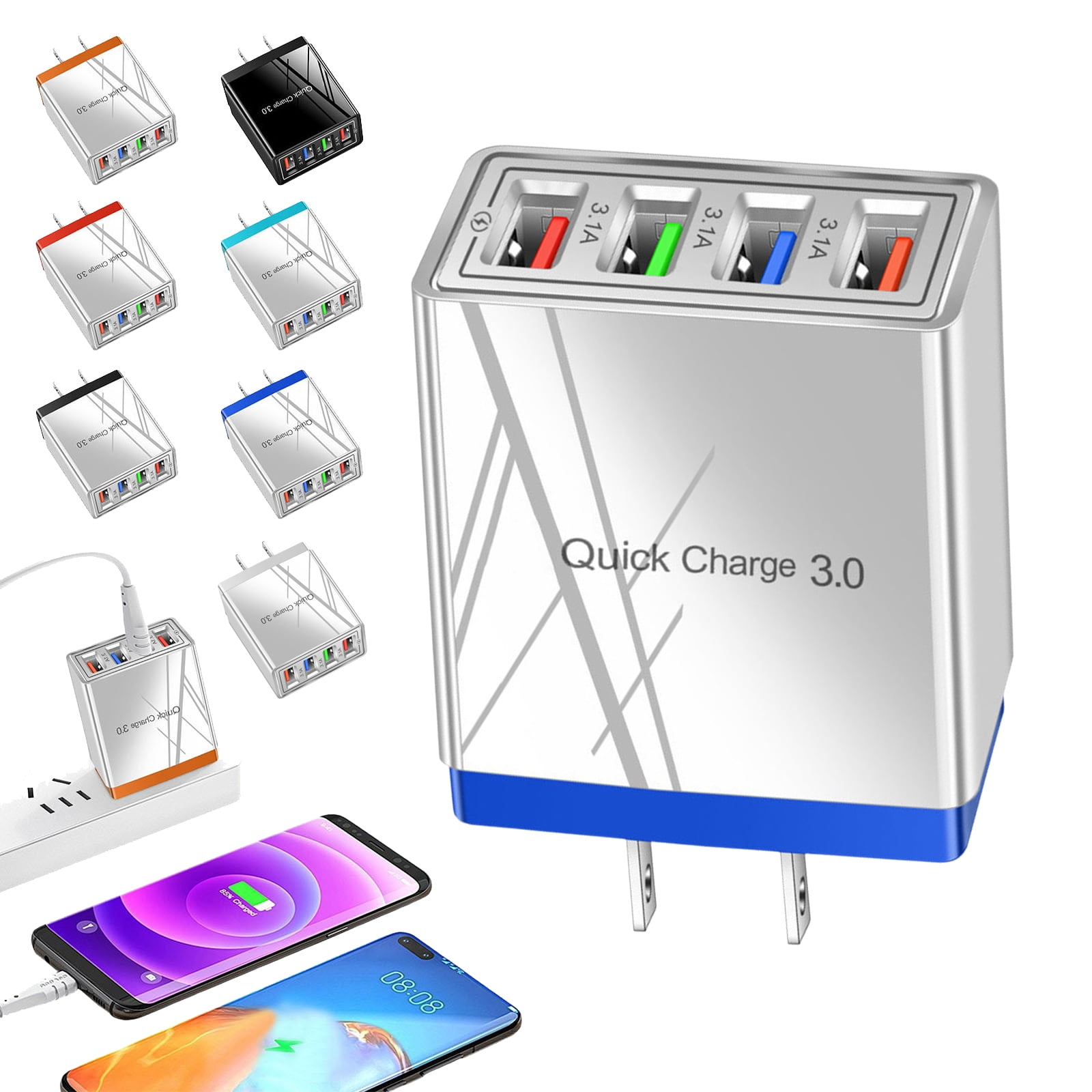 Hyper Charge Pro Charger, 4-Port USB Charger, Quick Charge 3.0 Hub with Temp Control & Fast Charging, Charge Multiple Devices 4X Faster for Android and iPhone